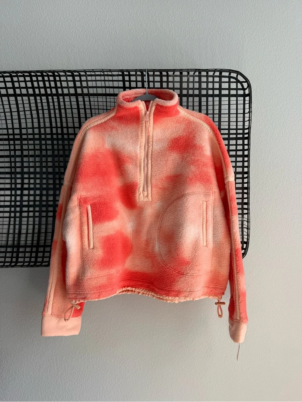 Free people Mountain High Printed Half-Zip Fleece Watercolor Logo Fruit Punch